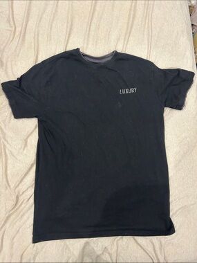 Luxury Embroidered Black Short-Sleeve Crewneck Tee